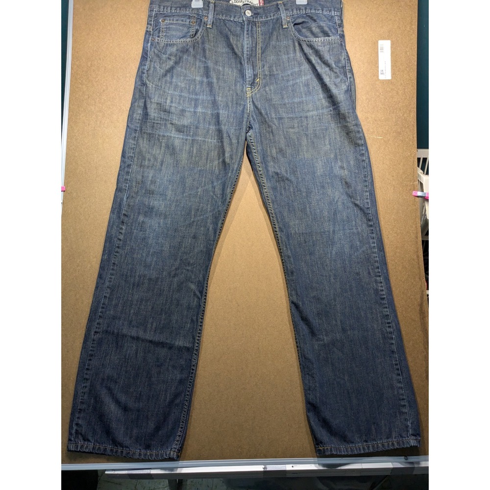 Levis 569 Loose Straight Jeans Mens 38x34 Medium Wash Blue Denim 100% Cotton